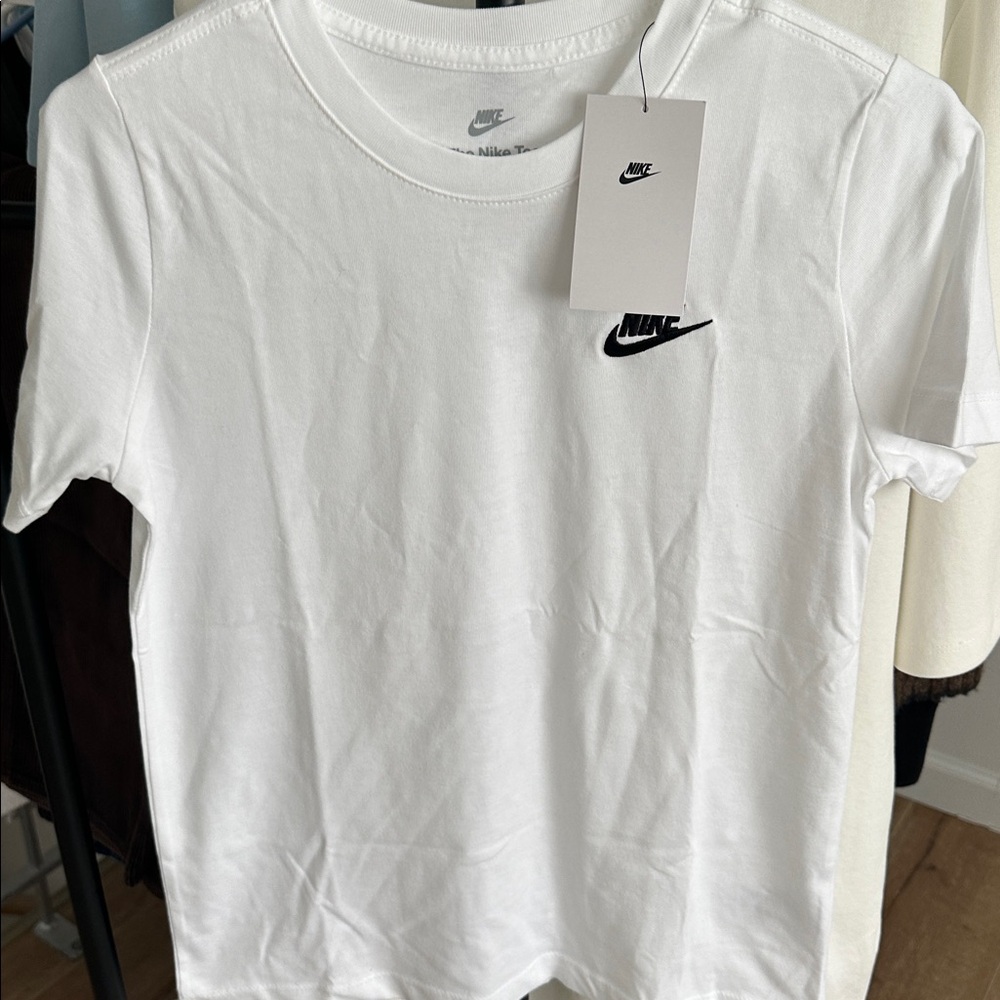 Nike Kids White Tee with Black Logo